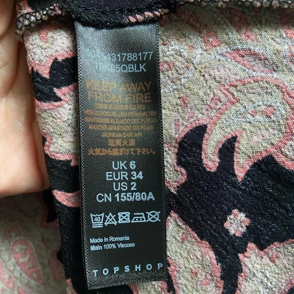 TOPSHOP Flowy Paisley Floral short Sleeve Midi Dress Sz 2 - Picture 13 of 16